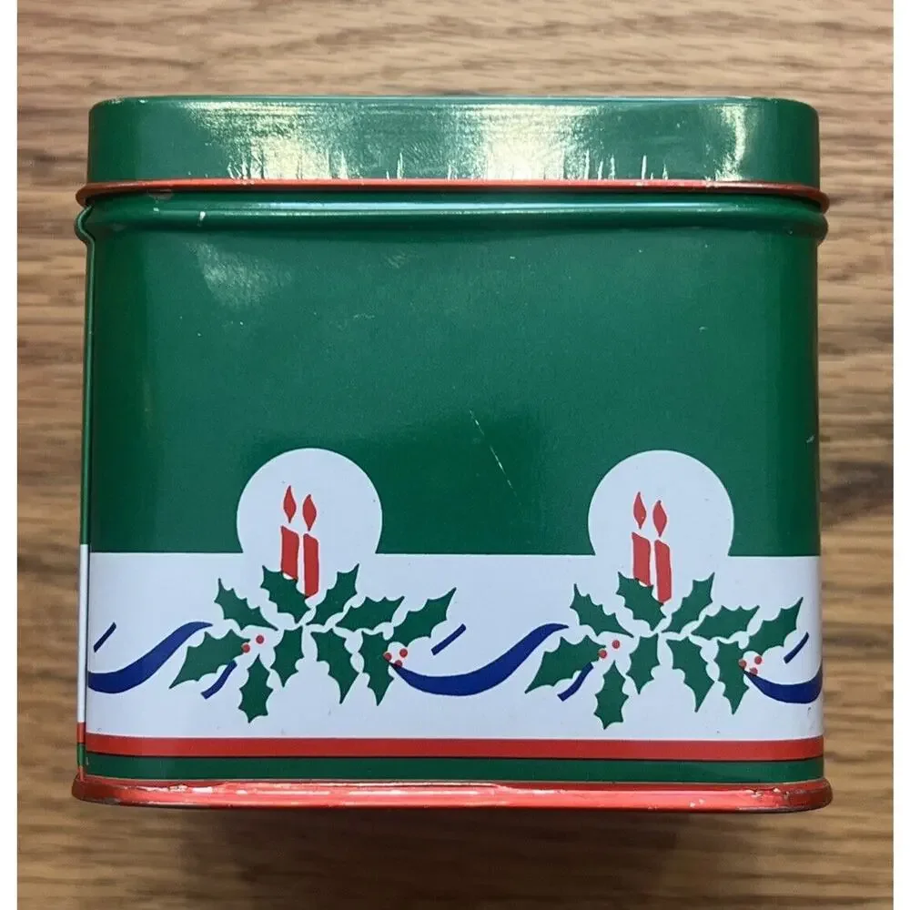 Vintage 1985 INTERPUR® Christmas Paper Coasters Doily Tin Container Box Candles